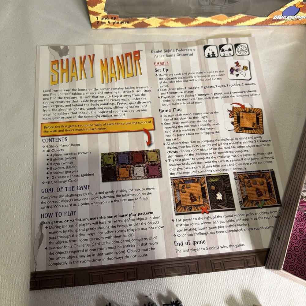 Shaky Manor - The Tilted Treasure Hunt! Board Game By Blue Orange 100% Complete - Picture 5 of 16